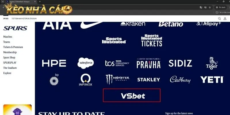 Bản hợp đồng Vsbet đồng hành cùng câu lạc bộ Tottenham hotspur mùa giải 2026-2027